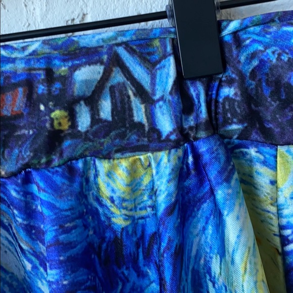 Starry Night Print Pleated Short Skater Skirt - Picture 6 of 12